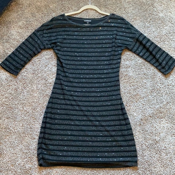 Express grey and black sequin dress-size M - Picture 1 of 5
